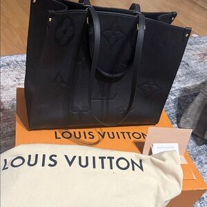 Louis Vuitton Black Monogram Embossed Leather Tote